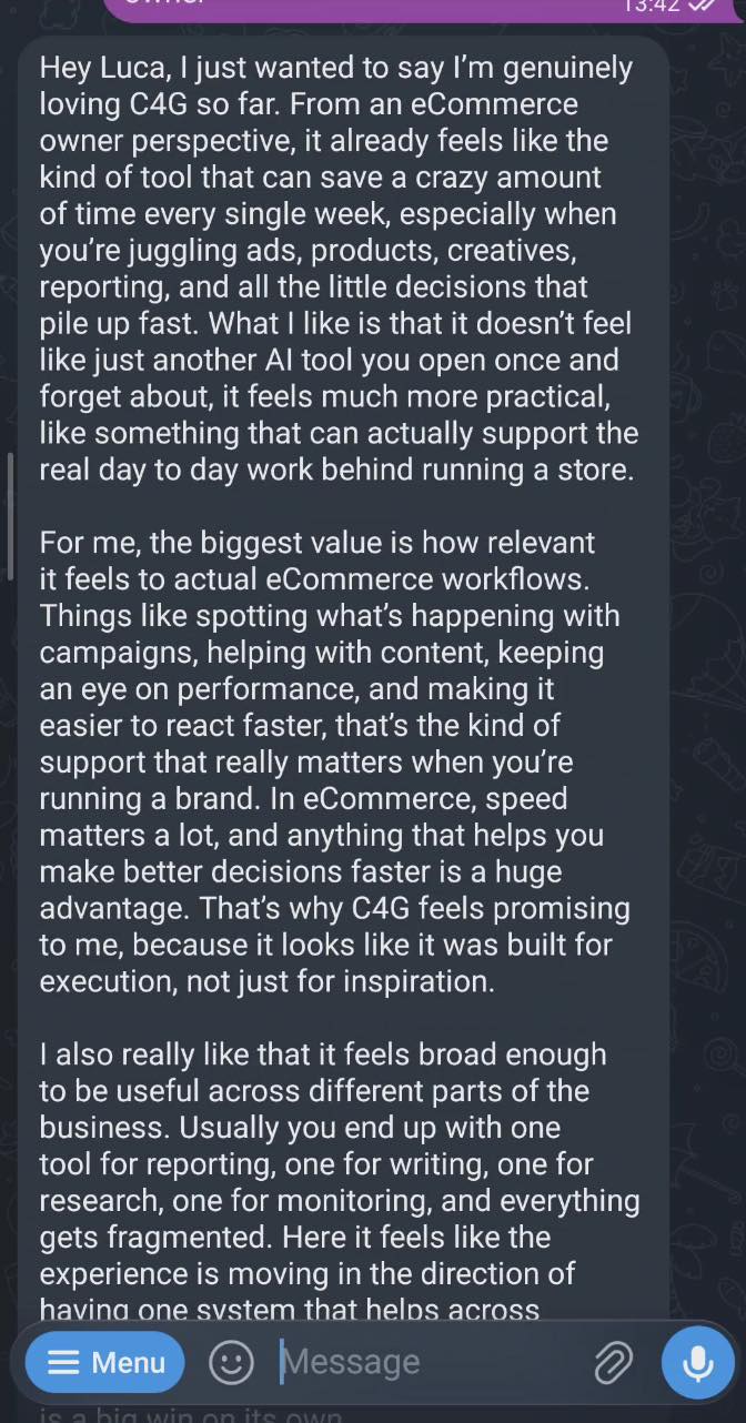 Telegram testimonial 3
